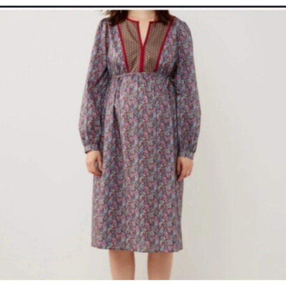 Liberty‎ Fabrics A Pea In The Pod Maternity Bib Dainty Floral Dress Tana Lawn Sm